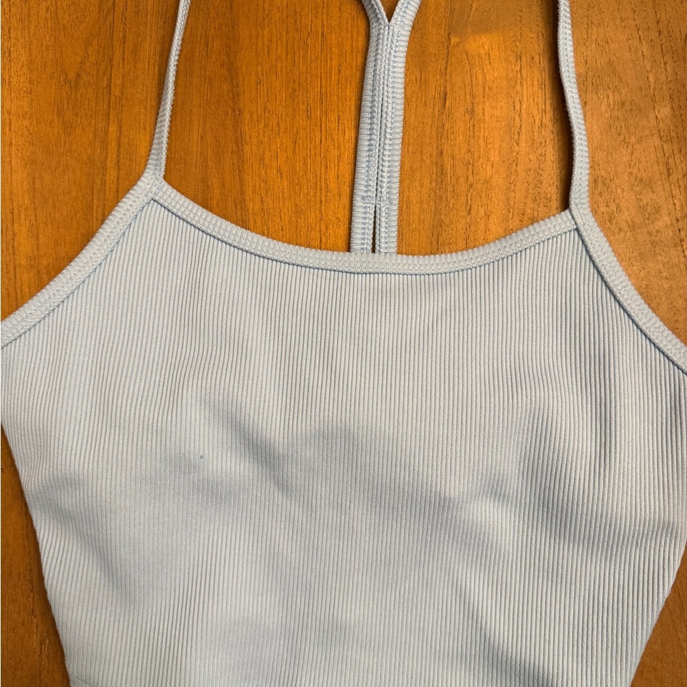 ALO Light Blue Ribbed Tank Top Small